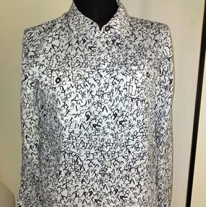 Karl Lagerfeld Button Down Long Sleeve Shirt Blous